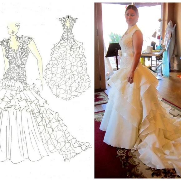 Ivory Silk and Lace Bridal Gown/Wedding Dress - Picture 2 of 6